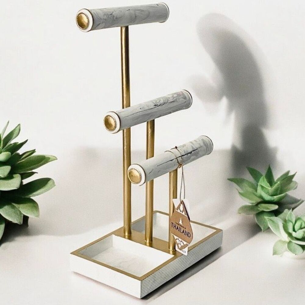 NWT Made in Thailand Gorgeous 16” Tall jewelry 3 rods square Tray Organizer - Picture 12 of 12